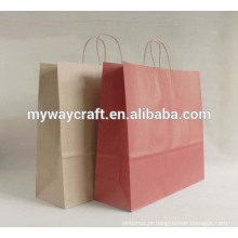 Sacola de compras de papel kraft de design simples com cabo de alça